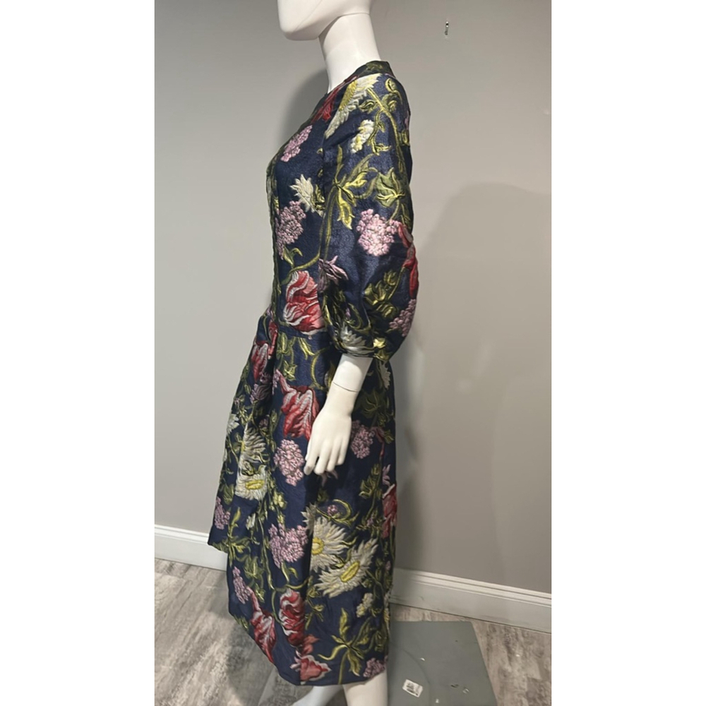 Teri Jon Floral Jacquard Puff-Sleeve Cocktail Dress Size 2 NWT - Picture 6 of 10